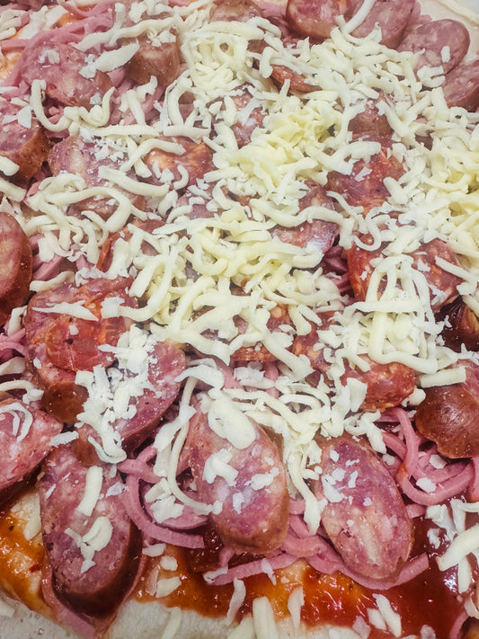 Honey Garlic Kabana, Pepperoni and Ham Pizza