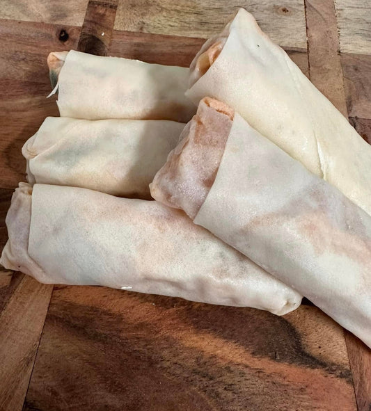 Sweet Chilli, Chicken, Cheese and Shallot Spring Rolls